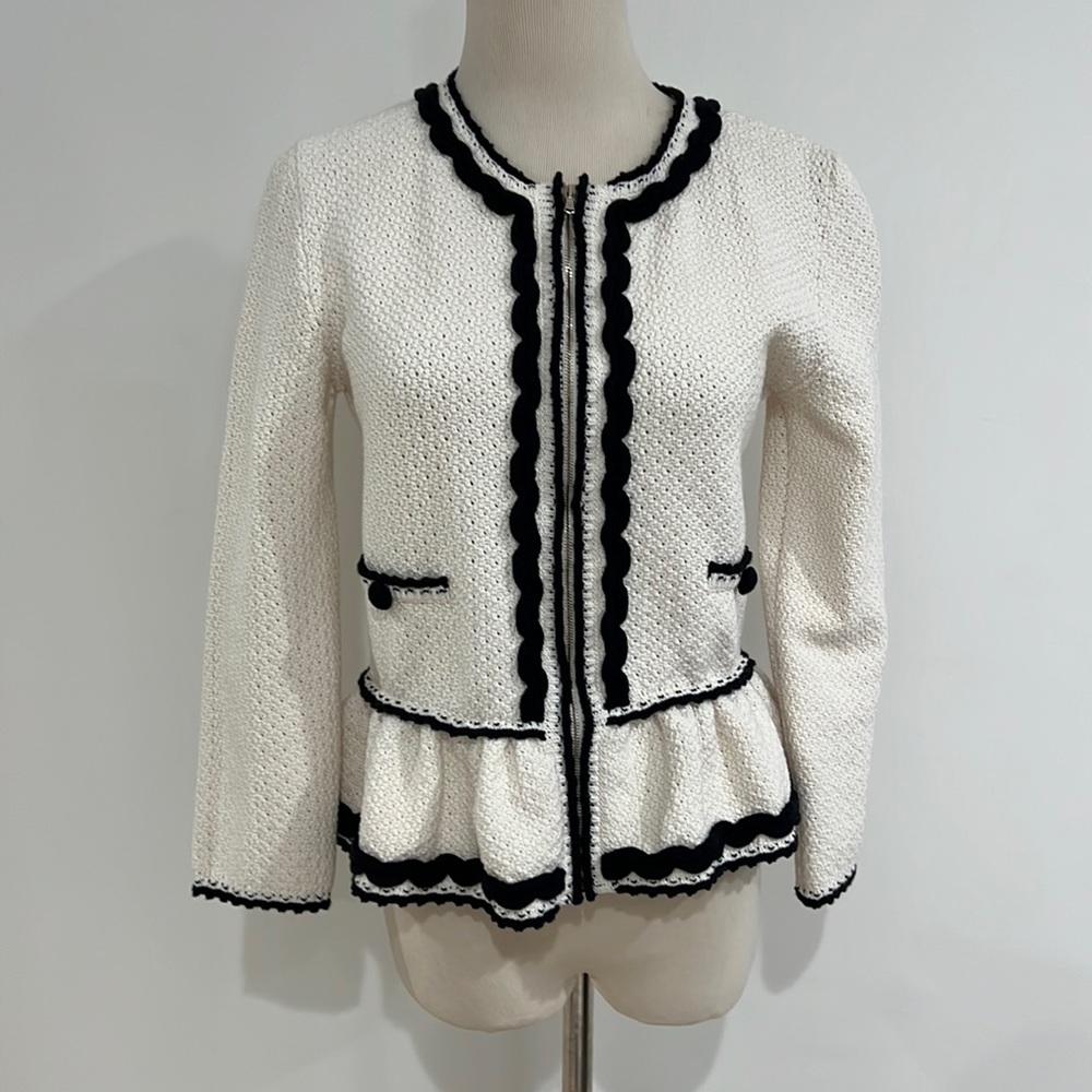 Red Valentino Ivory & Black Zip-Up Cardigan/Jacket. S